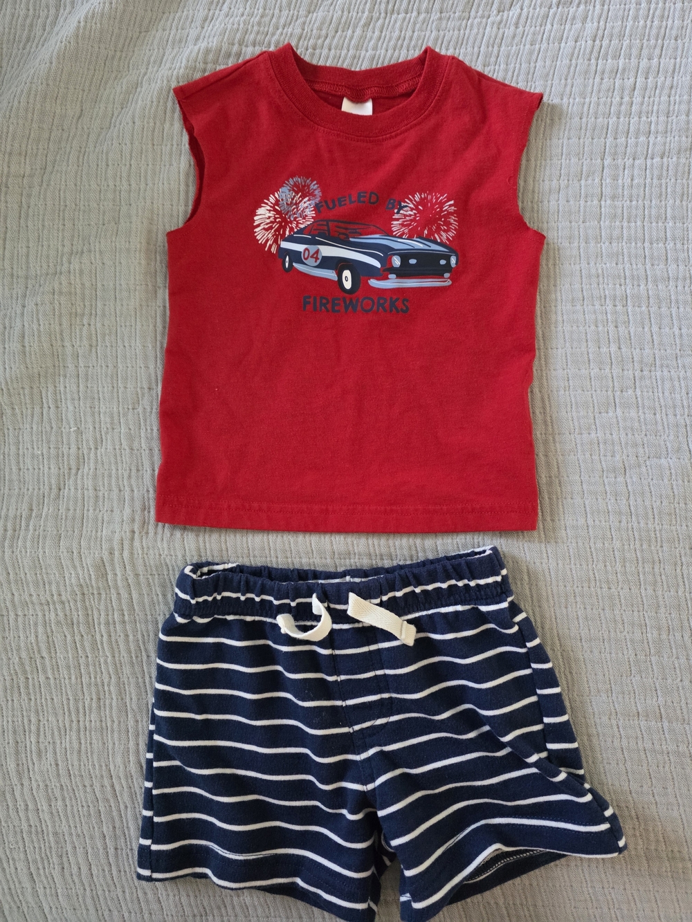 Carter's Red Sleeveless Top with Navy Striped Shorts Pajama Set